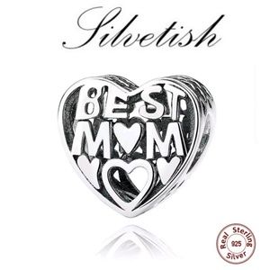 Silvetish Sterling Silver Best Mom Charm w/GB